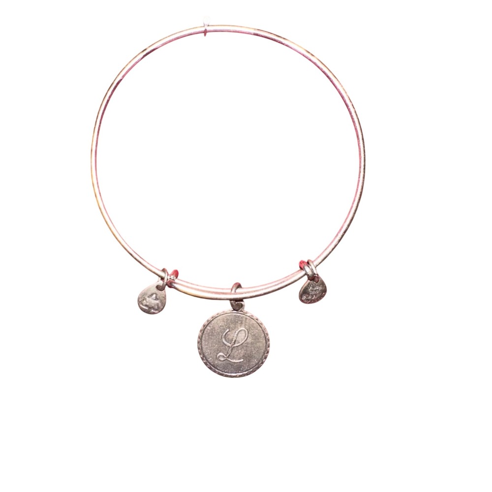 Alex and Ani Initial‎ L Charm Bangle Bracelet Silver Tone Expandable